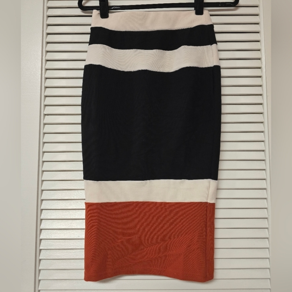 Forever 21 - Striped Stretch Colourblock Office Business Casual Pencil Skirt